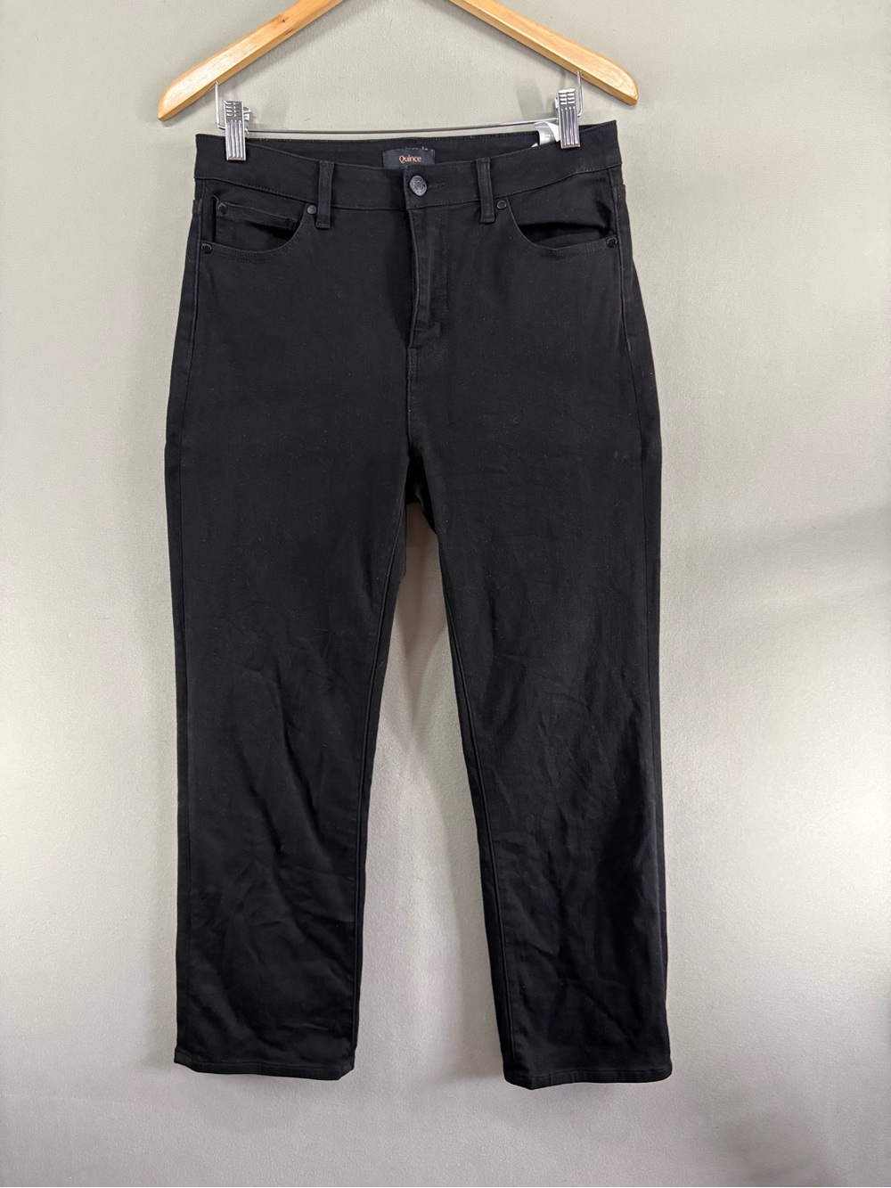 Quince Bella Stretch High Rise Straight Leg Ankle Jeans 29x28 Black